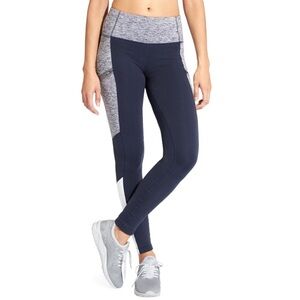 Athleta Blue Colorblock Fleece Lined Polartec Leggings